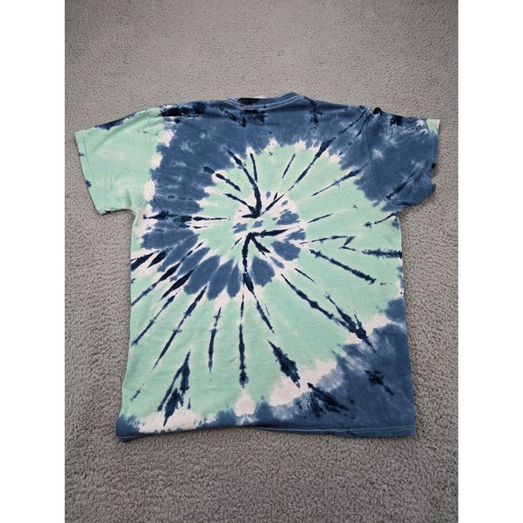 Vintage Six Flags Shirt Mens Large Blue Green White‎ Tie Dye Crew Gildan Heavy - Picture 2 of 9